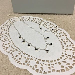 Silver Necklace with Black Beads